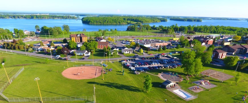 Ariel view of village of Long Sault