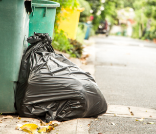 Garbage bags at the road