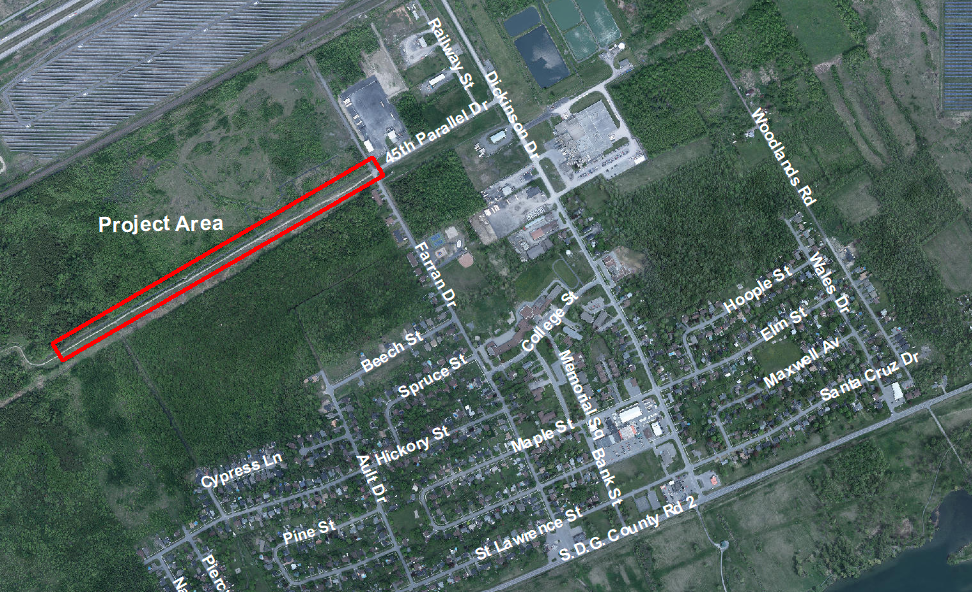 Aerial map of Ingleside indicating construction area