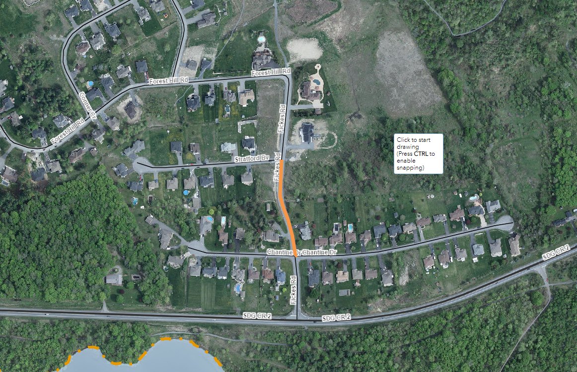 Aerial Map of affected area of Fickes Road closure