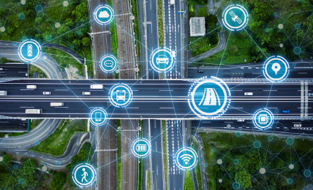 Roads with icons for different types of infrastructure