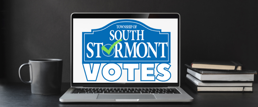 Computer screen with South Stormont Votes logo on screen